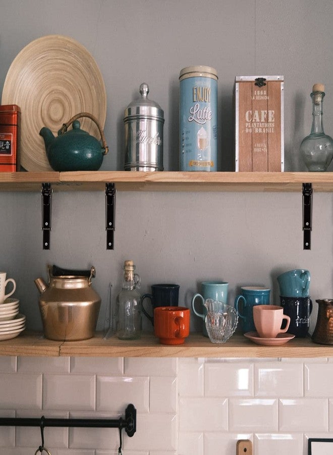 VinBee VintageBee 2 Pcs Folding Shelf Brackets 12 inch Black Heavy Duty Metal Triangle Table Bench Collapsible Shelf Bracket, Shelf Support Bracket Hinge Wall Mounted - Image 4